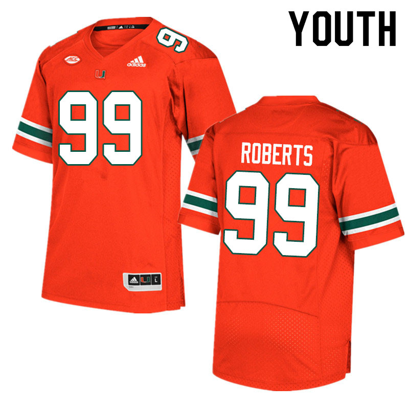 Youth #99 Elijah Roberts Miami Hurricanes College Football Jerseys Sale-Orange